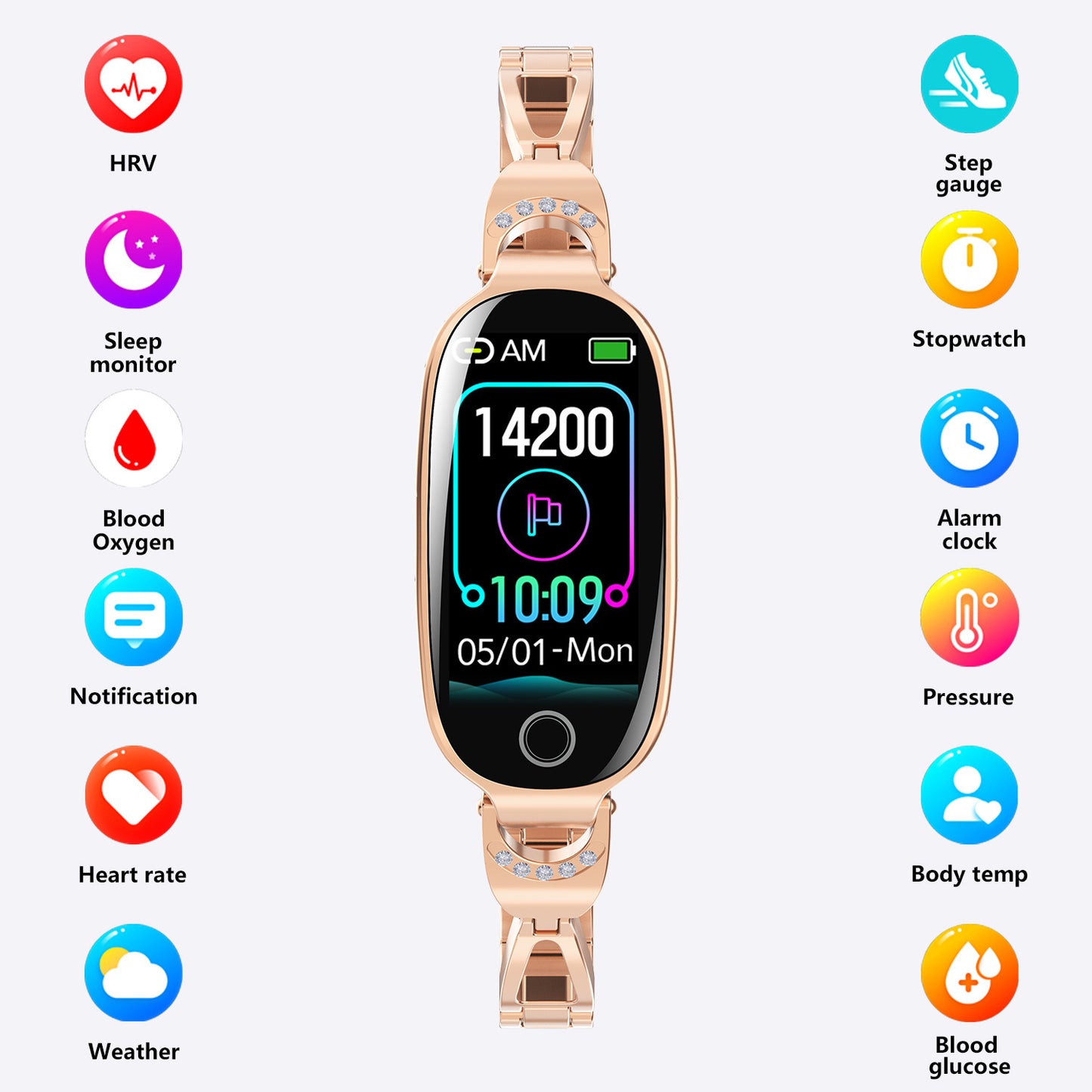 SmartWatch elegante Feminino à prova d'água